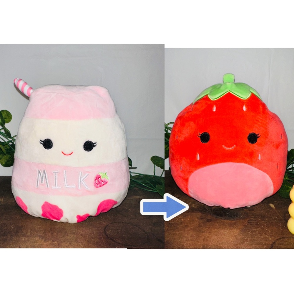 Squishmallow Scarlet Strawberry Amelie Strawberry Milk Flipamallow Plush Toy